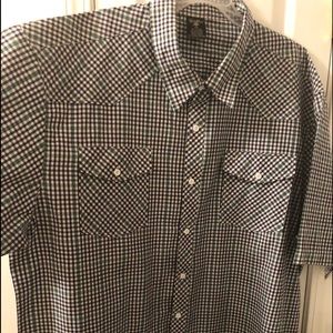 Blue and green plaid short sleeve shirt